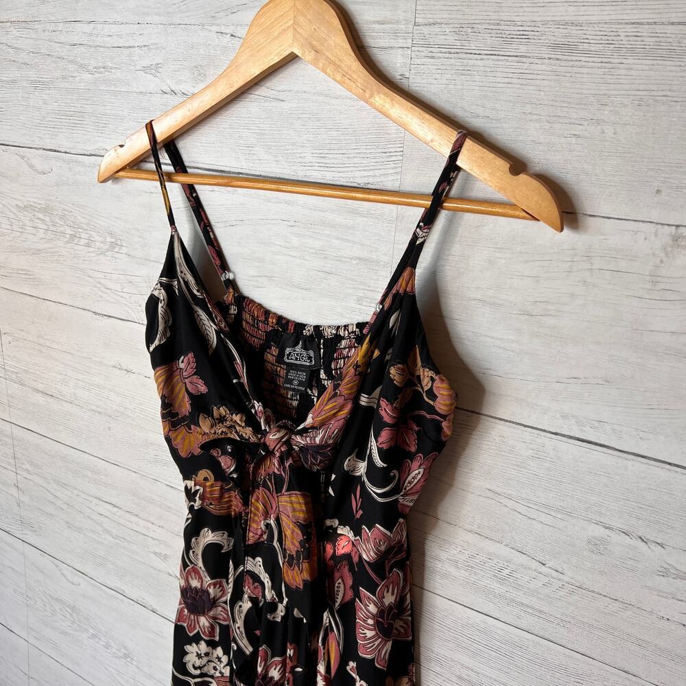 Angie Dress Womens SZ Medium Earth Tones Bishop Dress Paisley Floral Twist Front - Picture 8 of 16